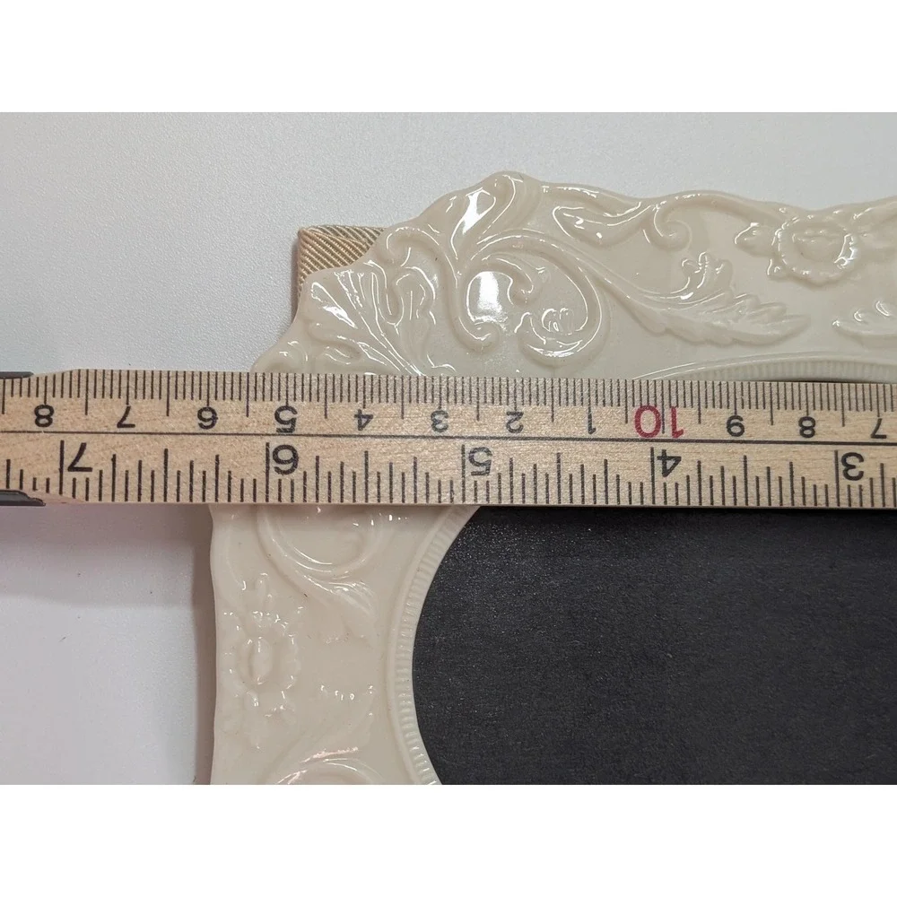 Vintage Lenox Ivory Porcelain Oval Picture Frame Embossed Floral Scroll Tabletop